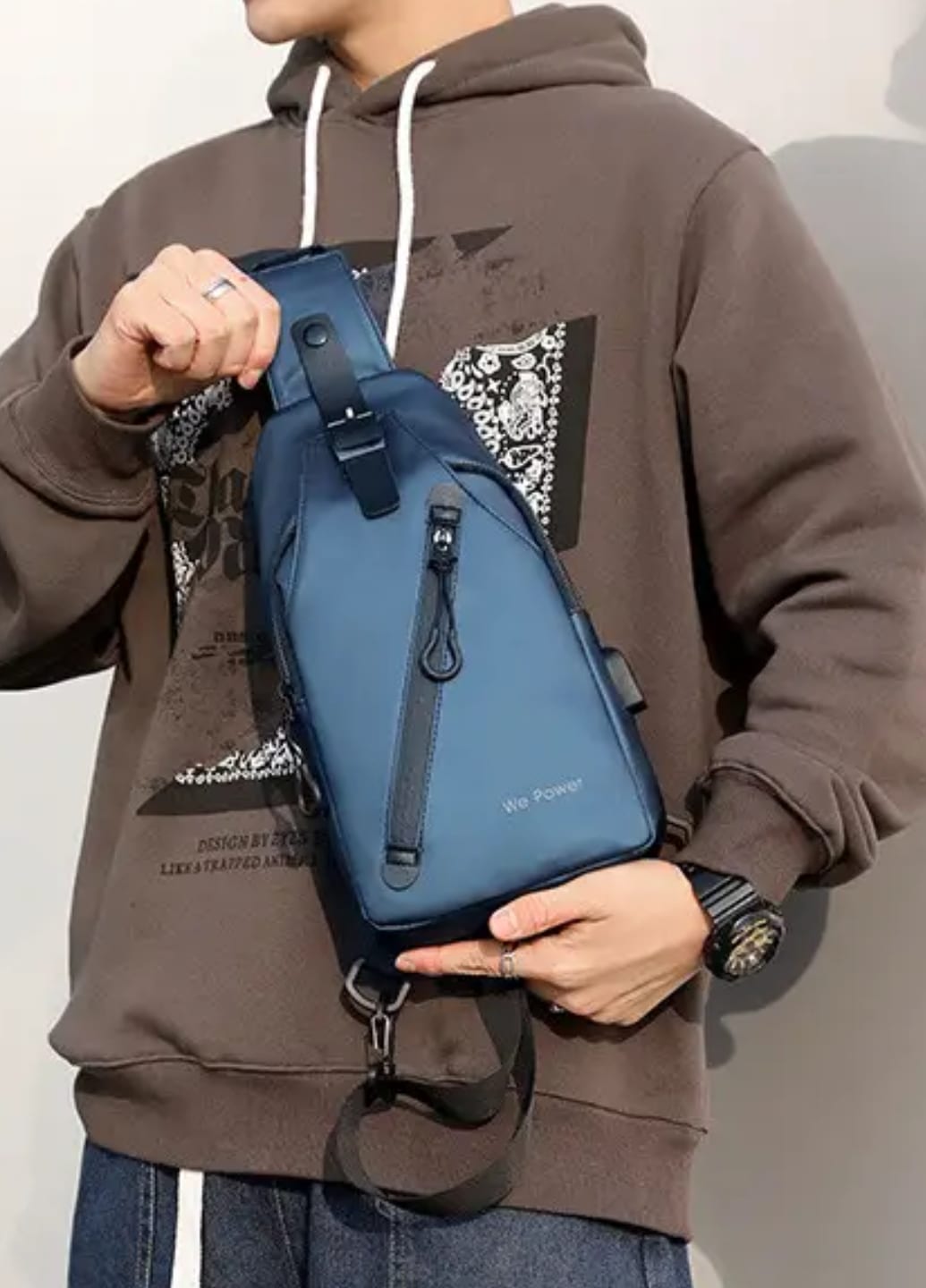 Універсальна чоловіча багатофункціональна сумка Navy Blue Modern Classic